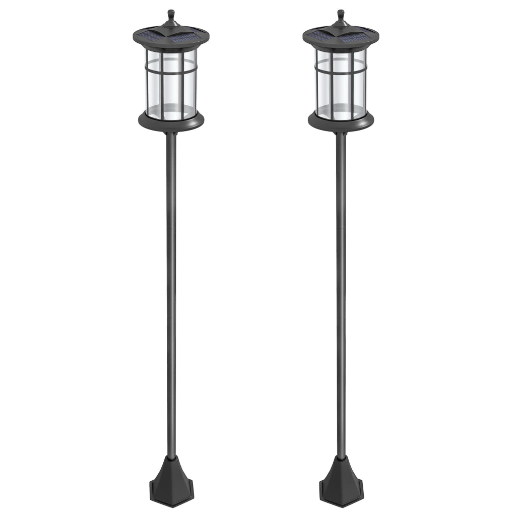 Lampioni Solari da Giardino ¨C Xylo ¨C Set 2 Pezzi, Acciaio Inox e ABS, 6h Autonomia, 184 cm, Nero