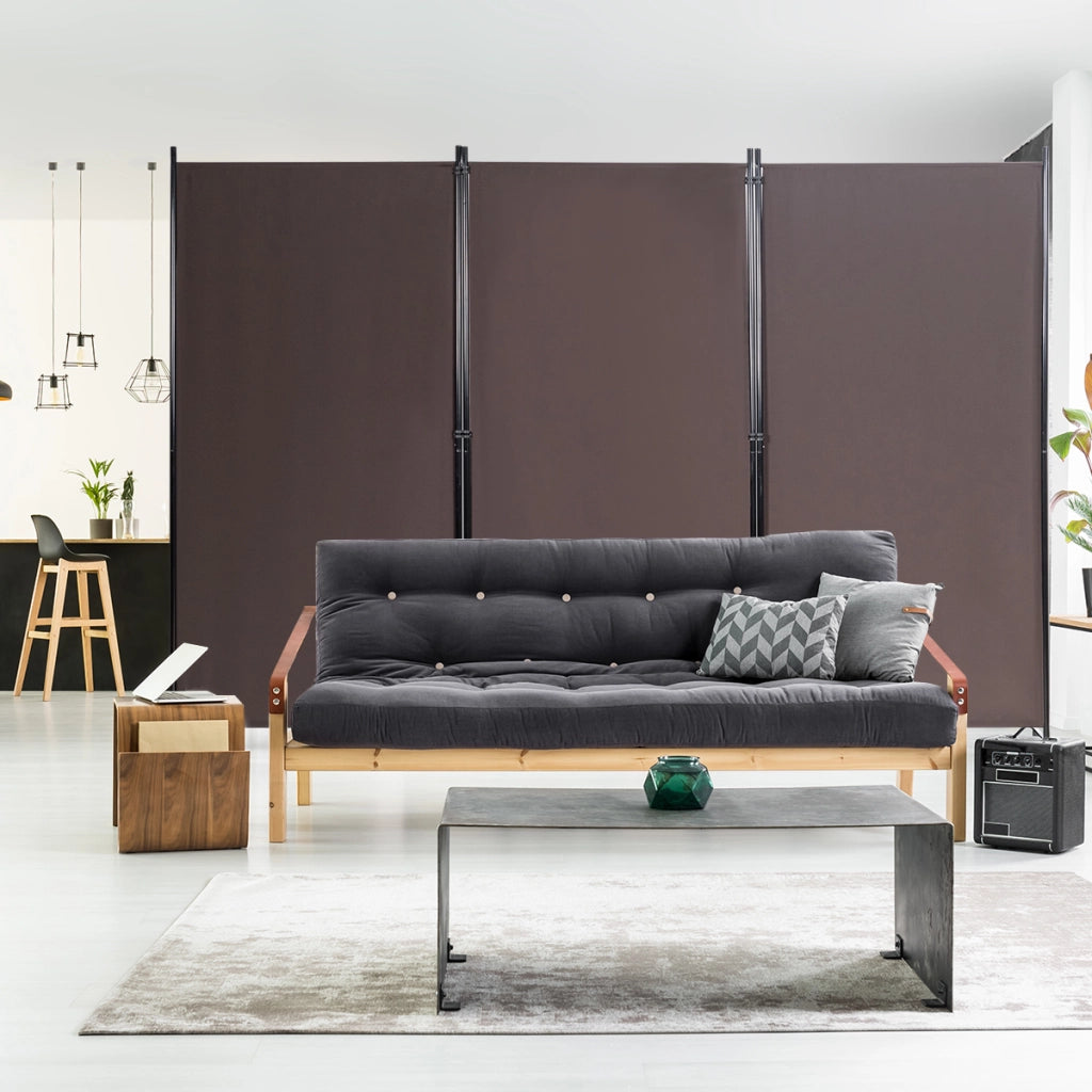 Divisore con 3 pannelli per casa ufficio, Separatore pieghevole con cardini durevoli 260x183cm Marrone-Separ¨¨