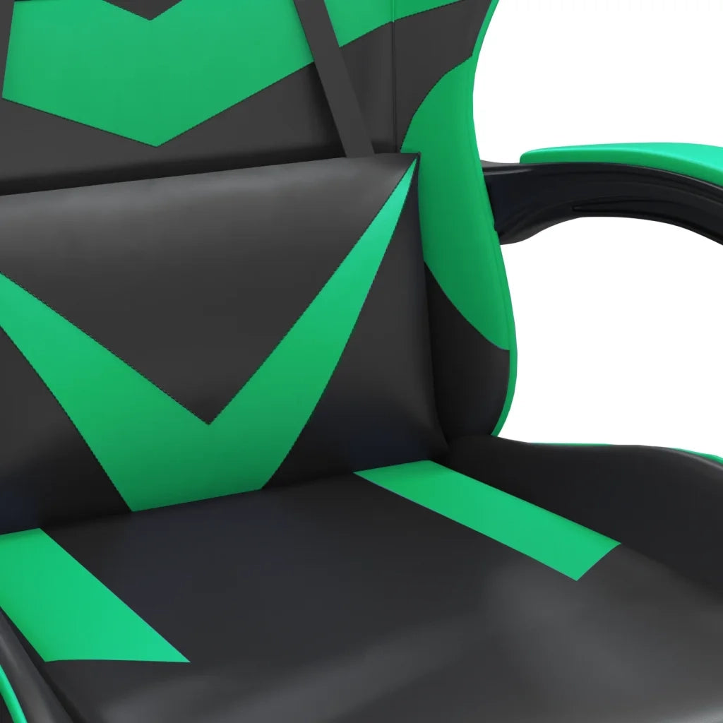 Sedia da Gaming con Poggiapiedi Nero e Verde in Similpelle 3143857
