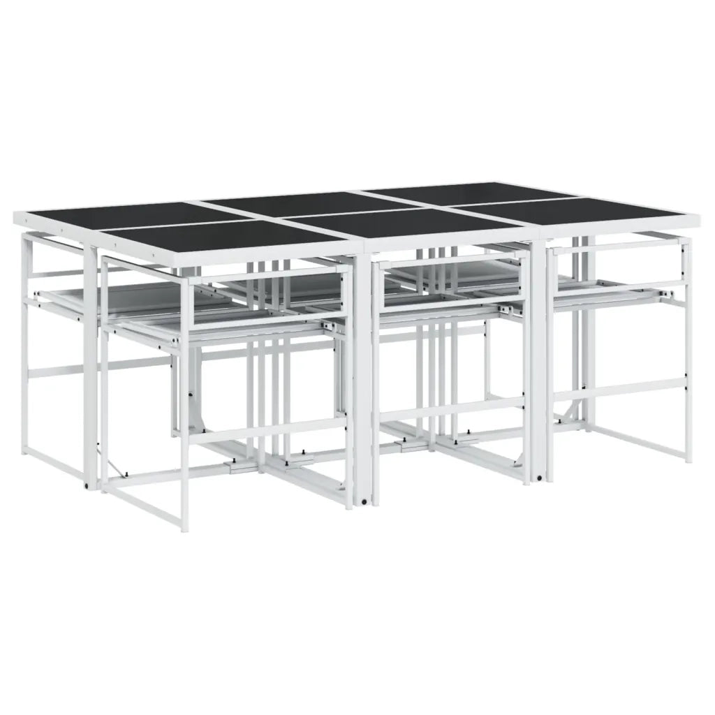 Set da Pranzo da Giardino 7 pz con Cuscini Bianco in Textilene 3295104
