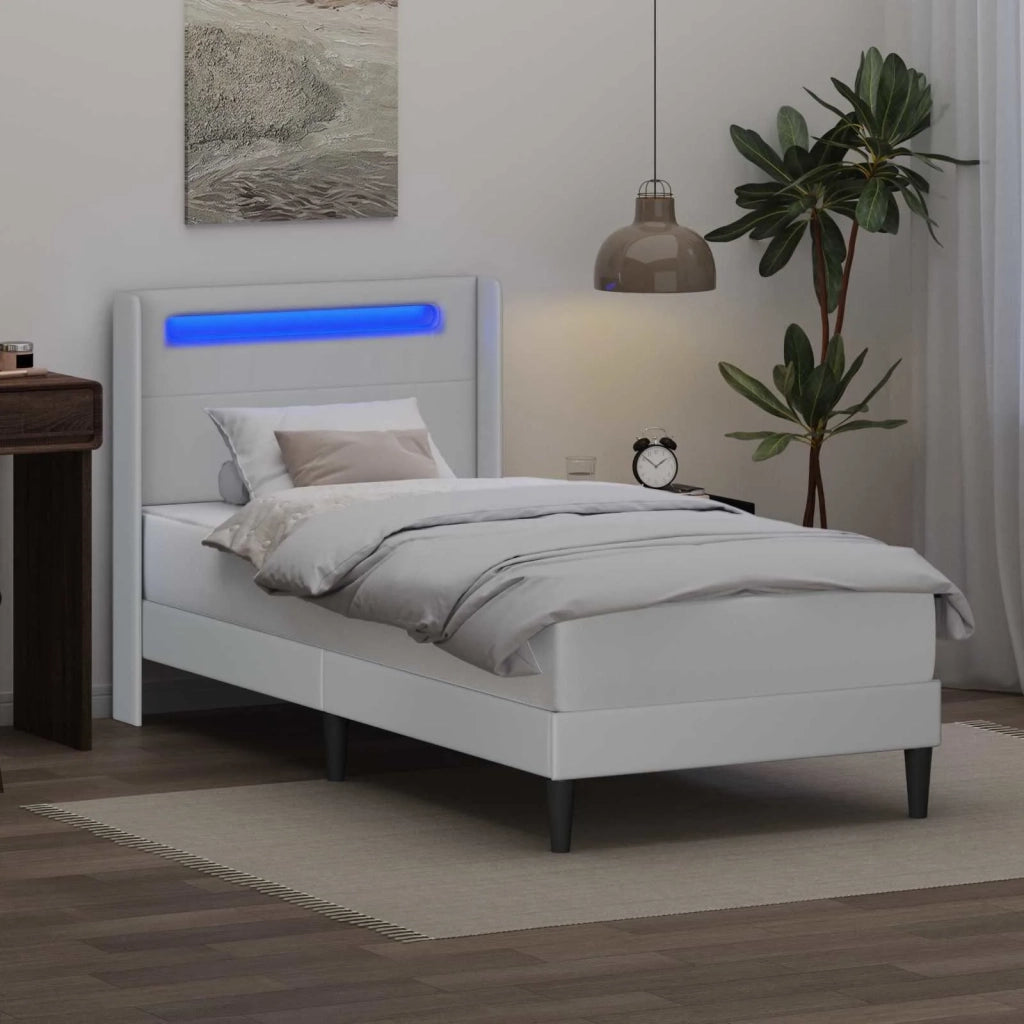 Letto singolo | Letto per adulti | Struttura del letto con testiera Bianco 80 x 200 cm Similpelle