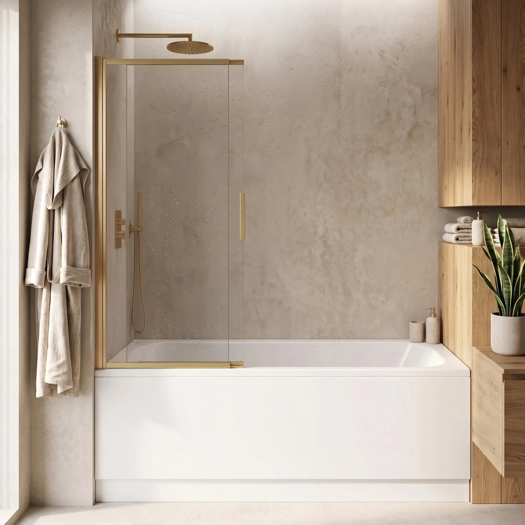 Paravento Vasca Scorrevole Rea Dario Brush Gold 100