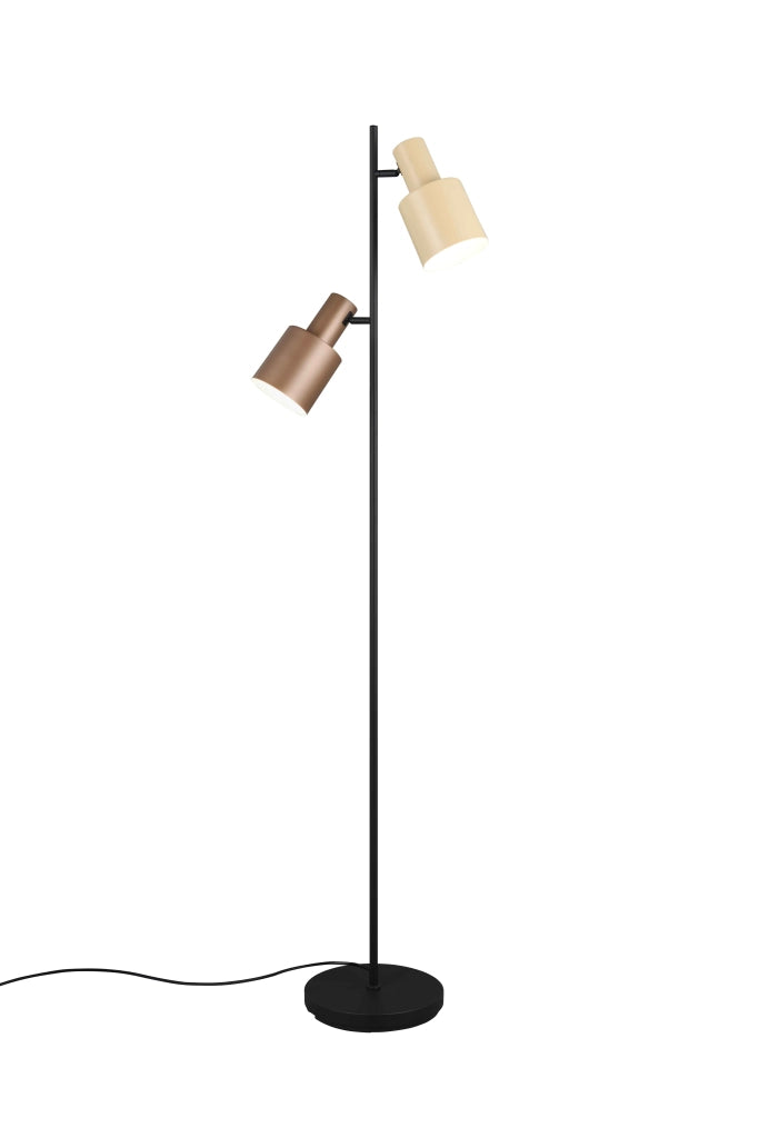 Piantana 2 diffusori, metallo, beige e caffè, H 160 cm, Agudo