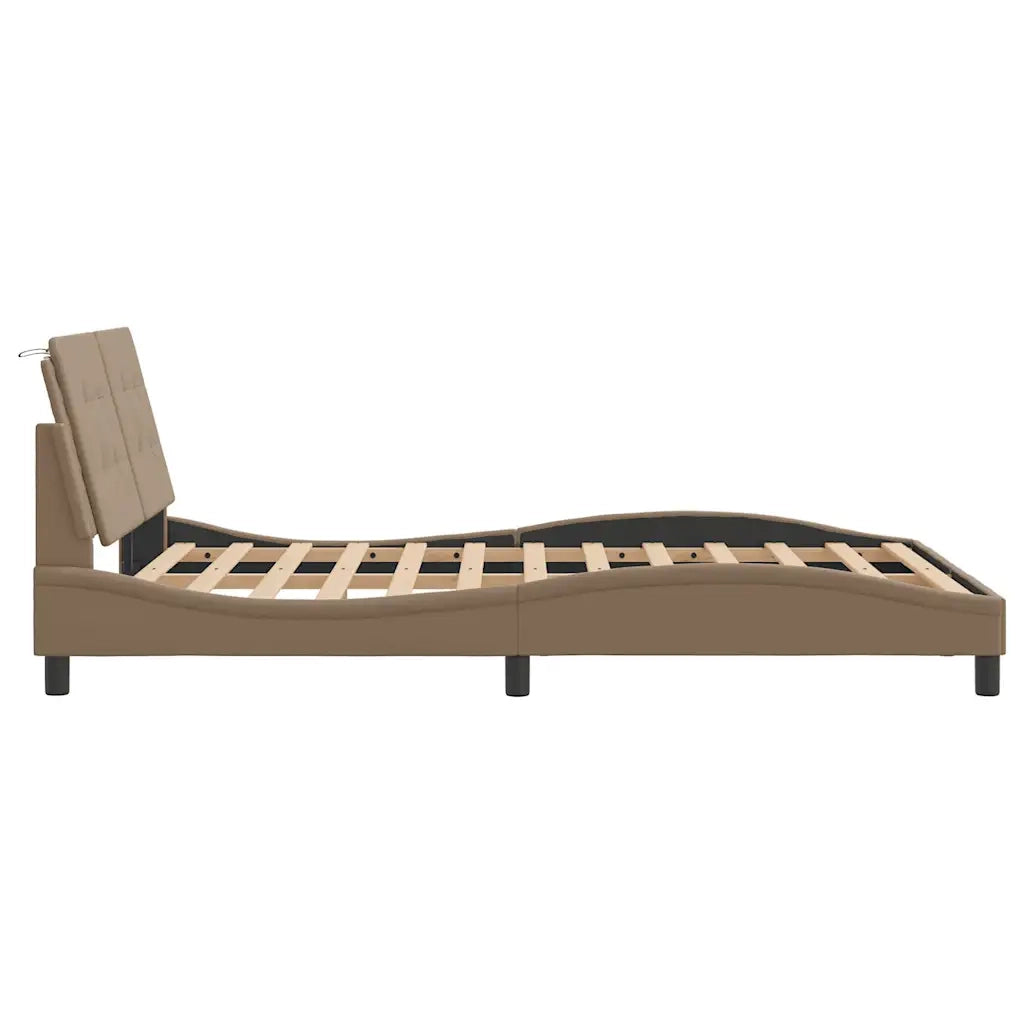 Letto matrimoniale | Letto per adulti | Giroletto senza Materasso Zadar Cappuccino 140x190 cm in Similpelle