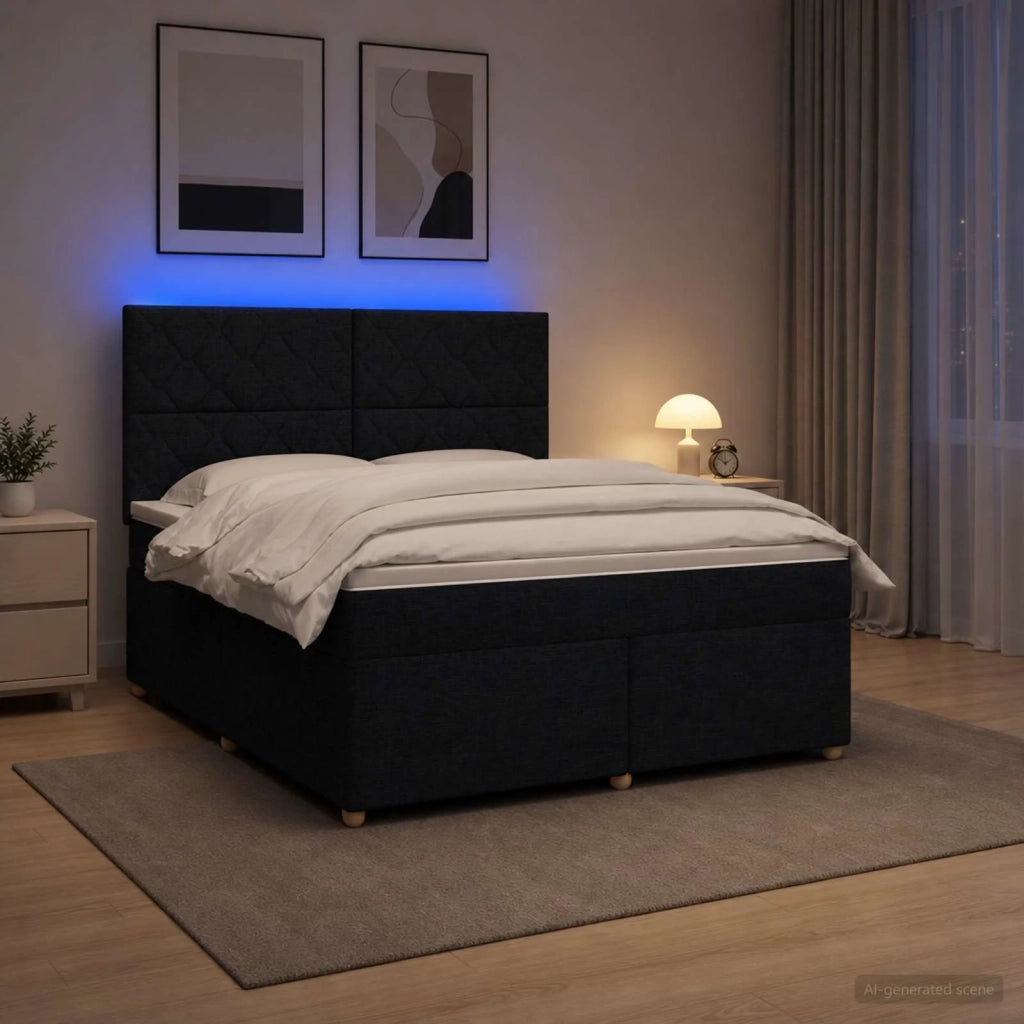 Letto box spring con materasso Nero 140 x 190 cm Tessuto 3455352