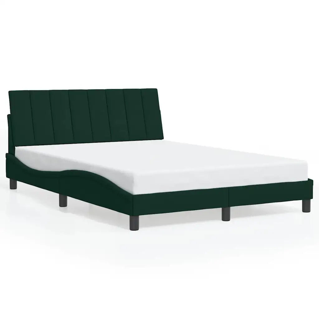Letto matrimoniale | Letto per adulti | Giroletto senza Materasso Hanko Verde Scuro 140x190 cm in Velluto