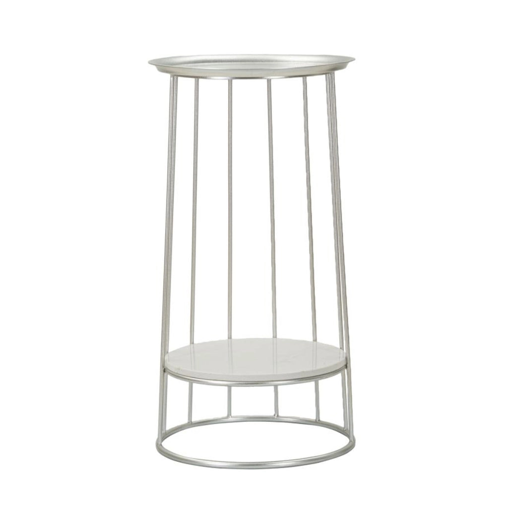 Tavolino VKH583, Argento, Marmo, 40x40x76 cm