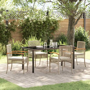 Set da Pranzo per Giardino 5 pcs Beige polyrattan