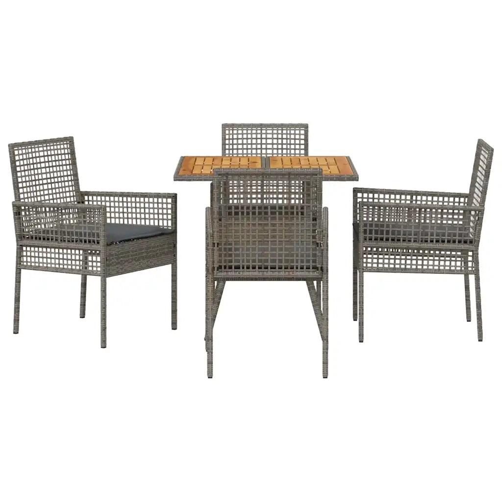 Set da Pranzo per Giardino 5 pcs Grigio polyrattan 3334938