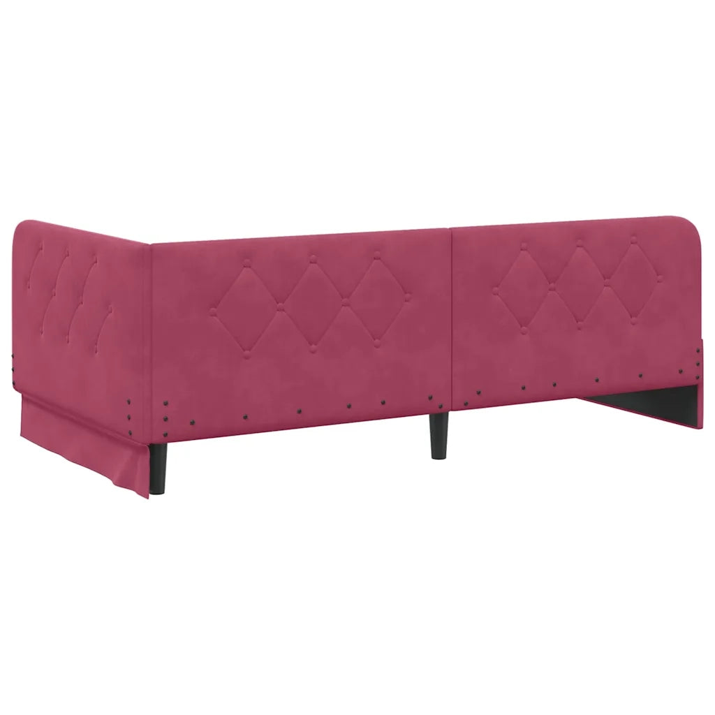 Cornice del letto ad angolo Rosso Vino 90 x 200 cm Velluto 42016537