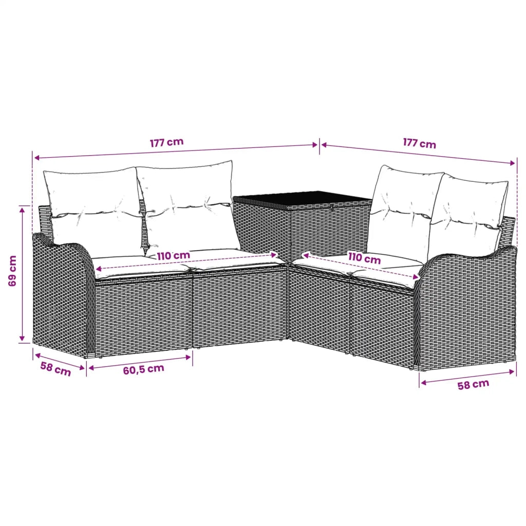 Set di divani 5 pz Nero e Bianco Crema 3447749