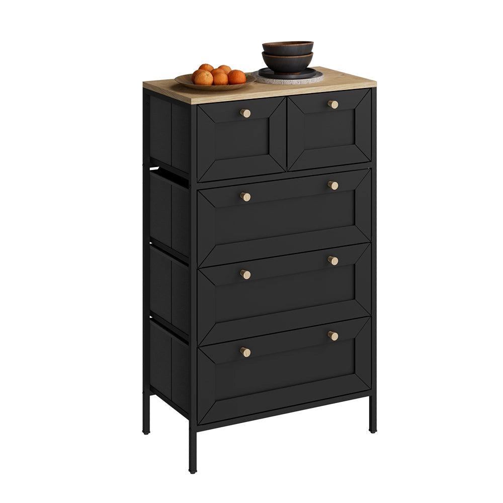 Vicco Cassettiera Nero 56 x 95 cm con 5 cassetti