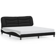 Letto matrimoniale | Letto per adulti | Giroletto senza Materasso Hvar Nero e Bianco 180x200 cm in Similpelle