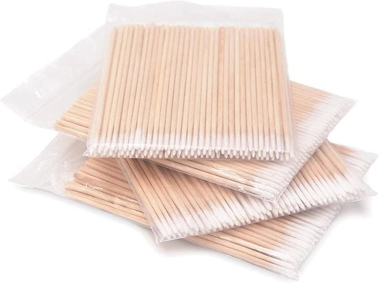 Spazzole di cotone - Manico in legno - Adatto per bellezza e trucco - 400 pezzi