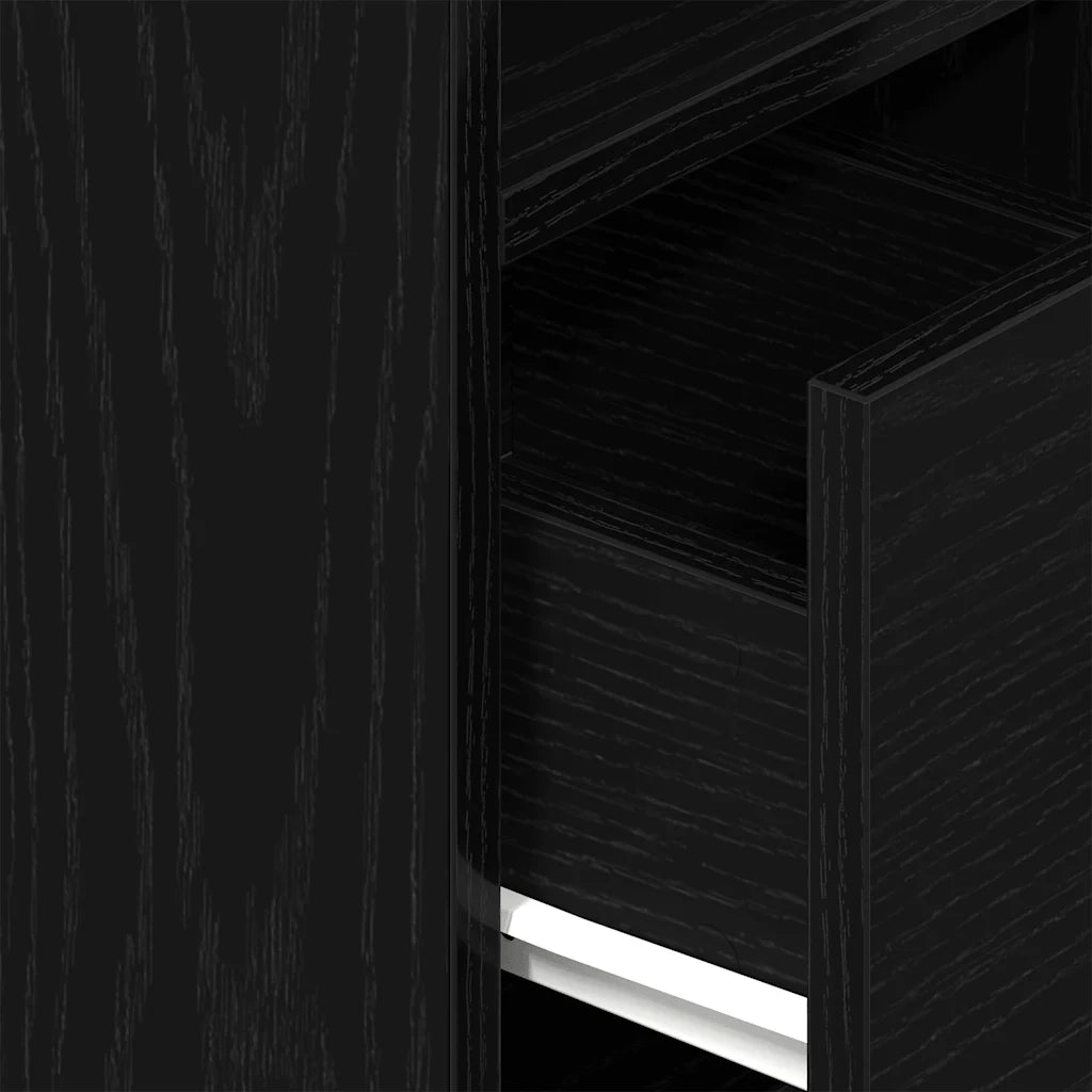 Comodino con Cassetto Nero 25x31x66 cm 858616