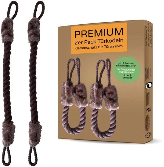 Set di 2 protezioni per corda di cancellata per porte | Blocco porta | Per la protezione contro porte che si chiudono improvvisamente per bambini, animali domestici e bambini | Sicuro e testato | Cotone/poliester | 61 cm |