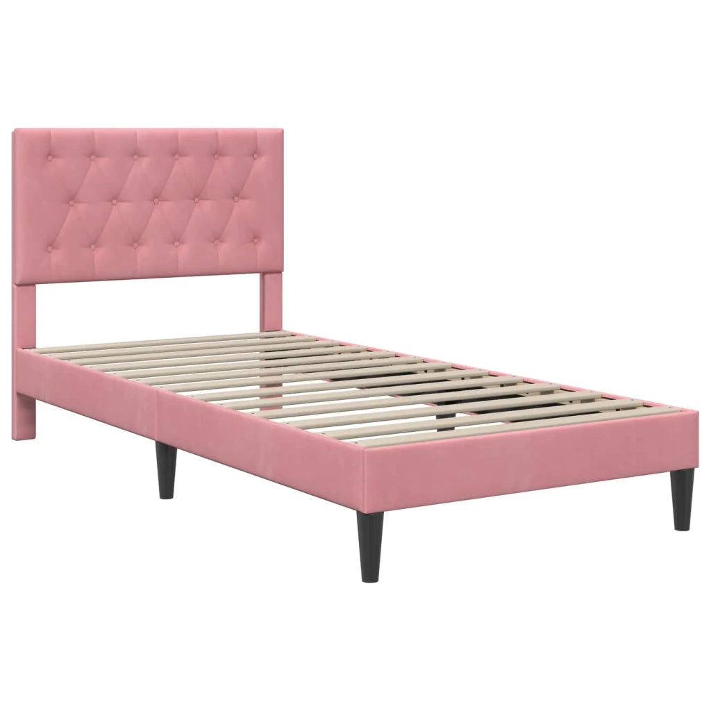 Struttura letto con materasso-Giroletto Rosa 80 x 200 cm Velluto 967387