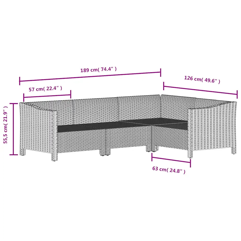 Set Divani da Giardino 5 pz con Cuscini in Polyrattan Grigio 3187279