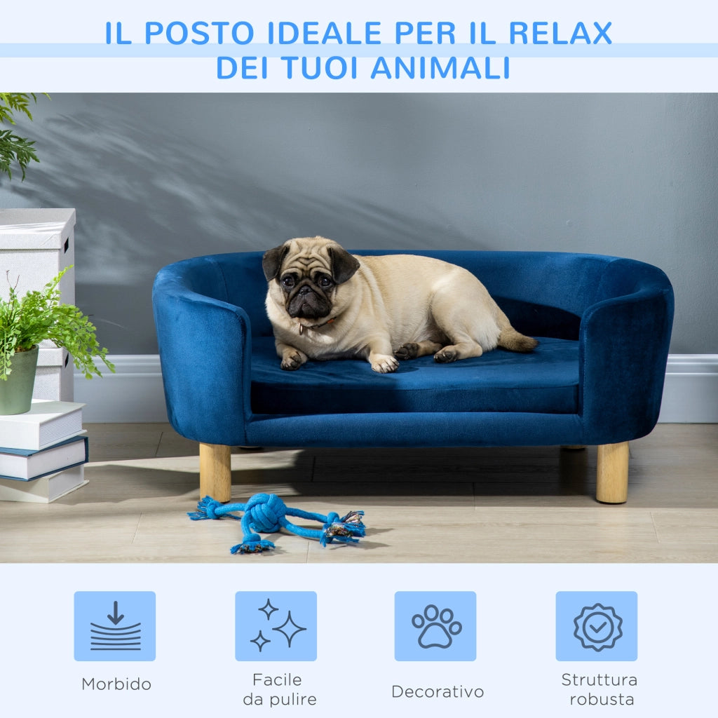 Cuccia per Cani da Interni, Divano per Gatti o Cani di Taglia Piccola Max. 10kg, Blu