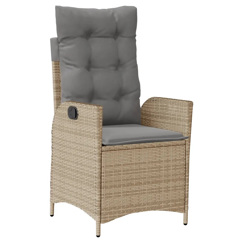Sedia Reclinabile Giardino con Cuscini Beige Misto Polyrattan 365261