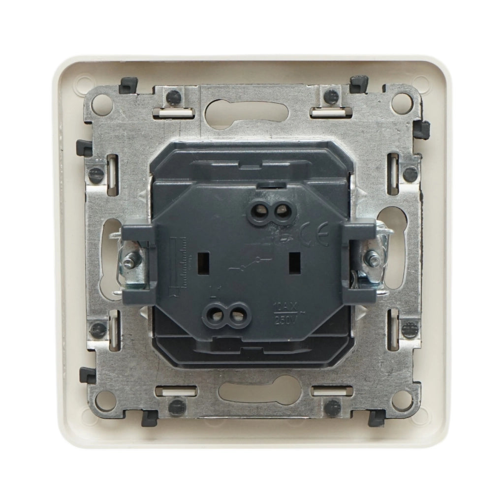 Interruttore semplice da incasso bianco 220V, 10AX, PC 80x80mm