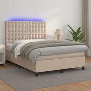 Giroletto Molle Materasso e LED Cappuccino 140x200cm Similpelle