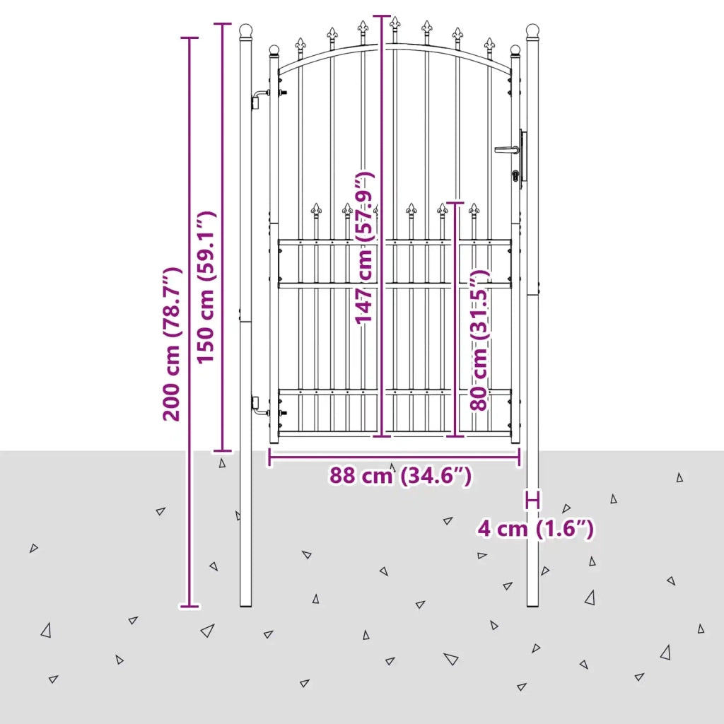 Cancello della recinzione con punte EMMEN 100 x 200 cm 146402