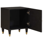 Comodino | Armadio da Notte | Mobiletto da notte con porta Nero 40 x 33 x 46 cm Legno di mango massello