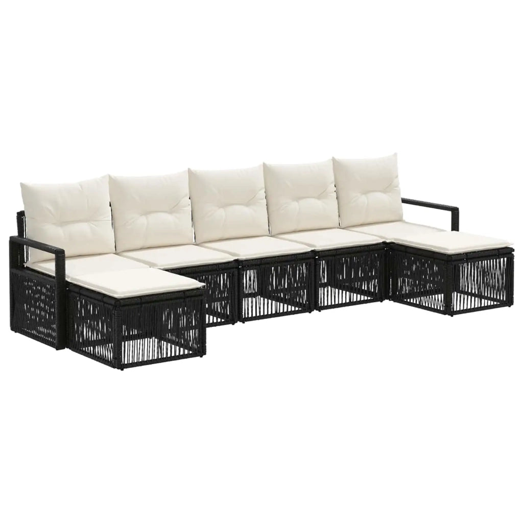 Set Divano da Giardino 7 pz Nero polyrattan 3435796