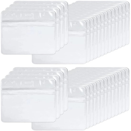ID-kaarthouder trasparente in PVC, orizzontale, acqua e abrasione resistente, 100 pezzi, dimensioni 9,8 x 8,2 cm