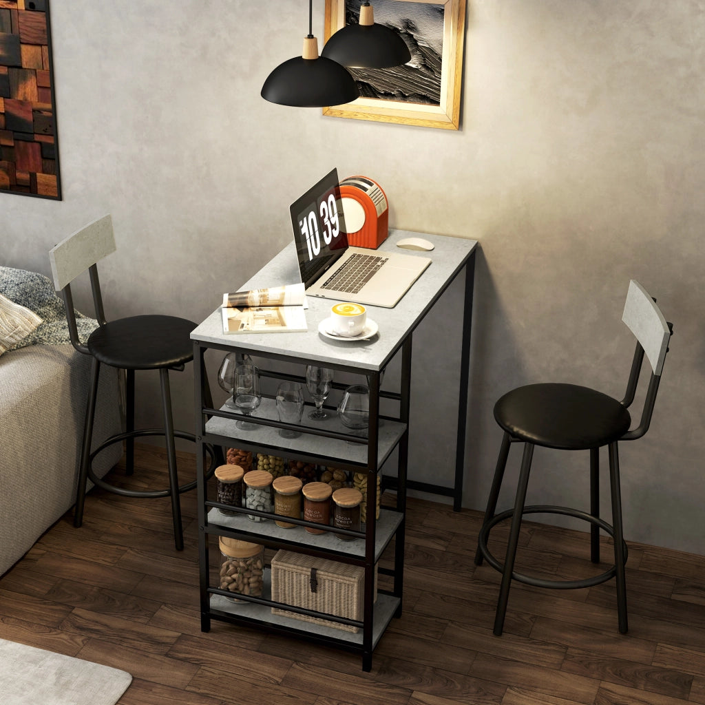 Set Sedie da Bar con Bancone ¨C Minimal ¨C Grigio Chiaro