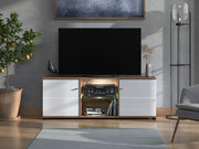 Cedegolo, Mobile Porta tv 4 Ripiani, 157x40x59.5h cm Bianco