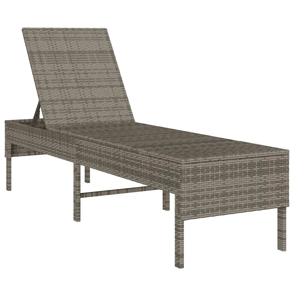 Lettino Prendisole con Cuscino Grigio 55x200x44cm in Polyrattan 4104106