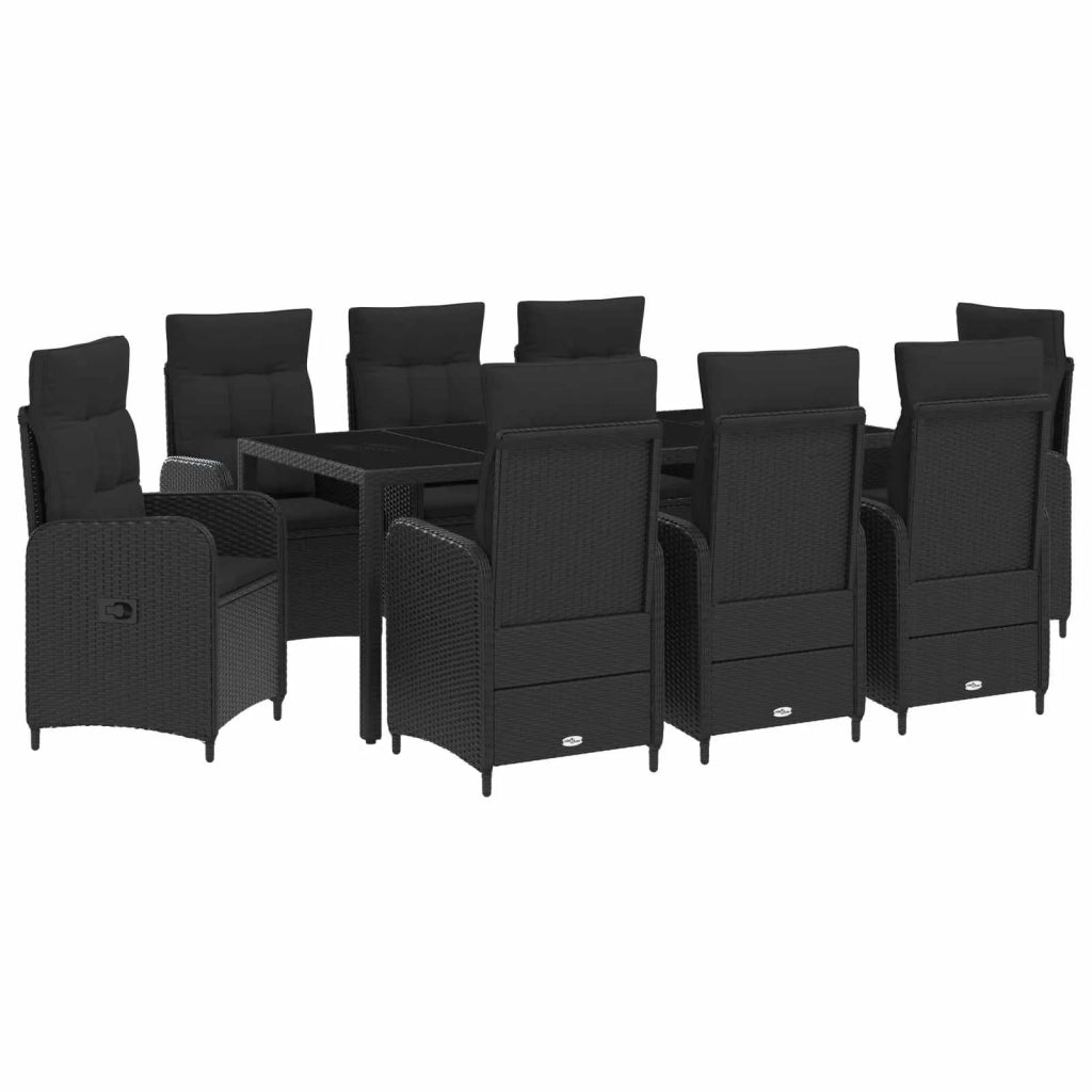 Set da pranzo per esterni 9 pz Nero polyrattan 3422305