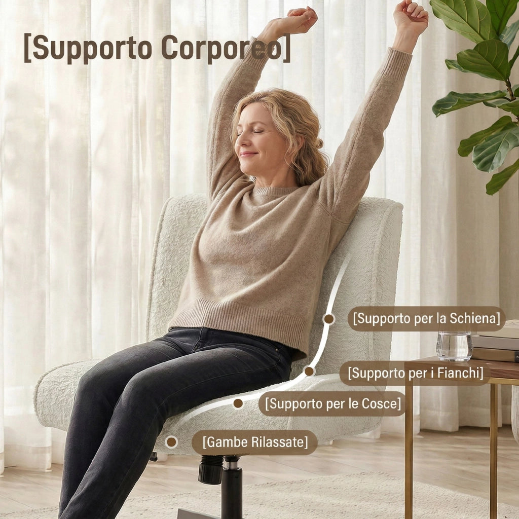 Poltrona Girevole Relax Velluto Crema Senza Braccioli ¨C zephmum ¨C 360¡ã Altezza Regolabile