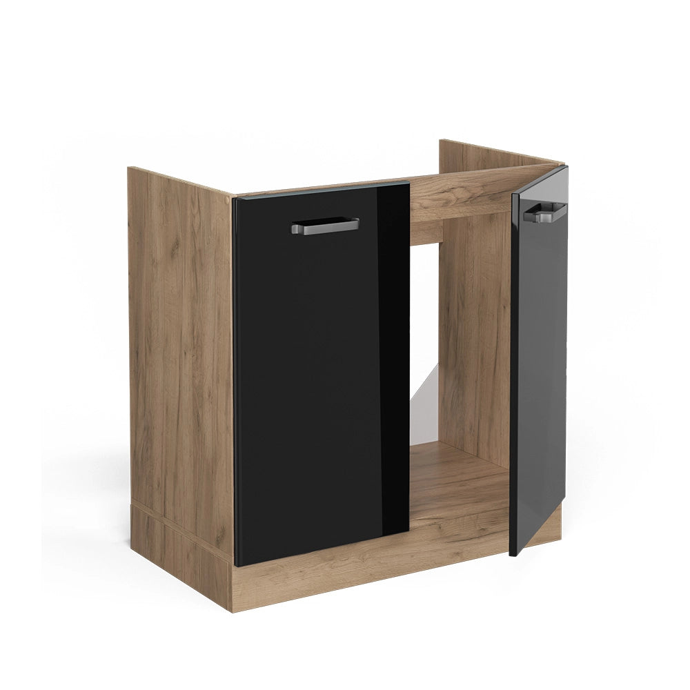 Vicco Mobile lavello cucina Nero lucido 80 cm PL Marmo