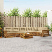 Set di divani da esterno con cuscino 7 pcs Naturale e Beige 3373588