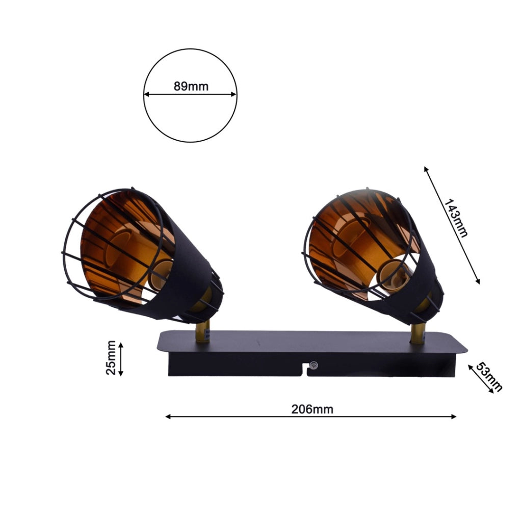 Plafoniera Milagro RICK 2 luci E14 2x40W oro/nero ML5566