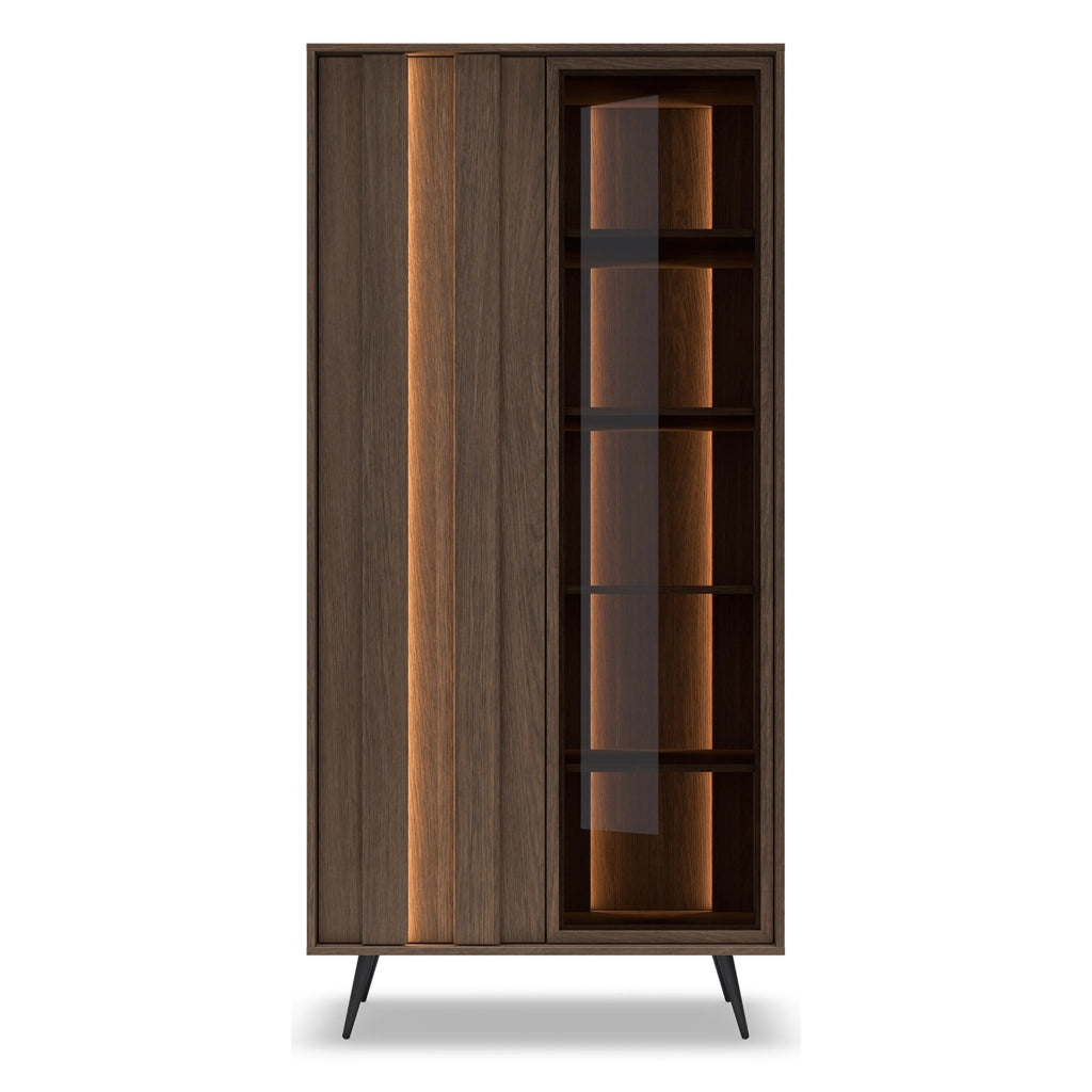 Mobile Espositore Katiso, Vetrina 8 Ripiani, 94x40x196h cm Marrone Noce