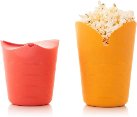 Set di Popcorn con Bocchette di Silicone Ripiegabili da 2 pezzi