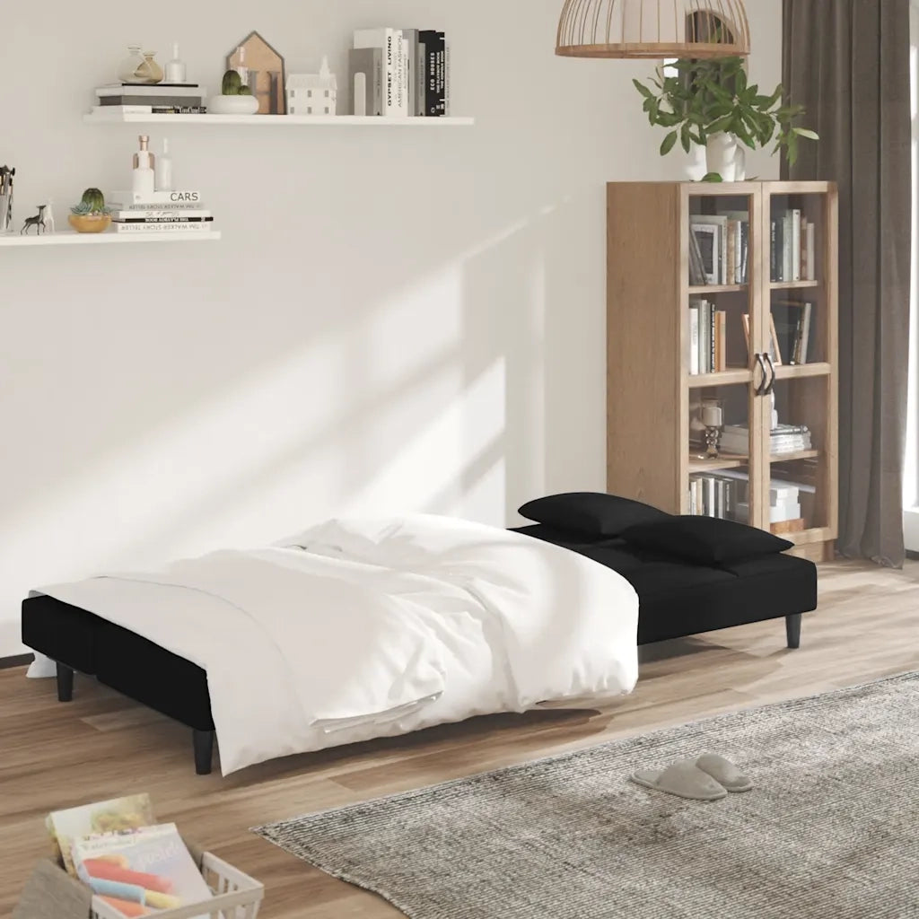 Divano letto | Sof¨¤ letto | Letto singolo a 2 Posti con 2 Cuscini Nero in Velluto