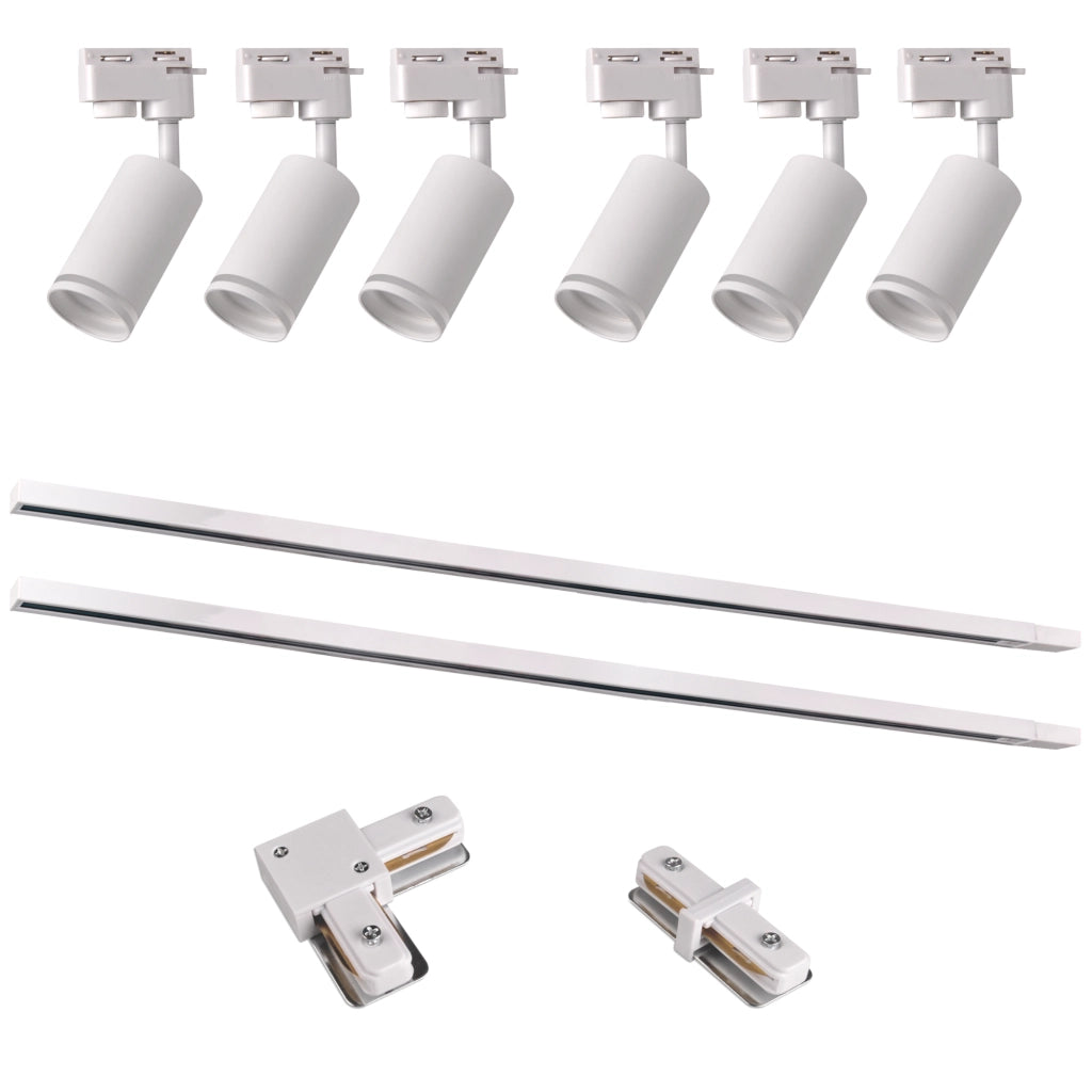 Kit binario PARIS bianco 6 faretti GU10 Polux 321626