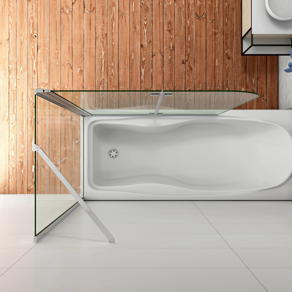 90x140cm Parete Doccia Sopravasca Angolare 2 Ante Pieghevoli con Parete Laterale 70 cm Vetro Temperato 6 mm Trasparente Anticalcare Cromato Lucido