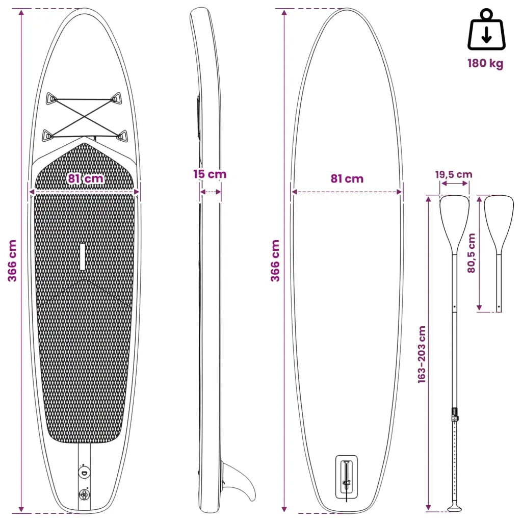 SUP Board con Seggiolino 2-in-1 TRITON 366 x 81 x 15 cm Blu per 42039134