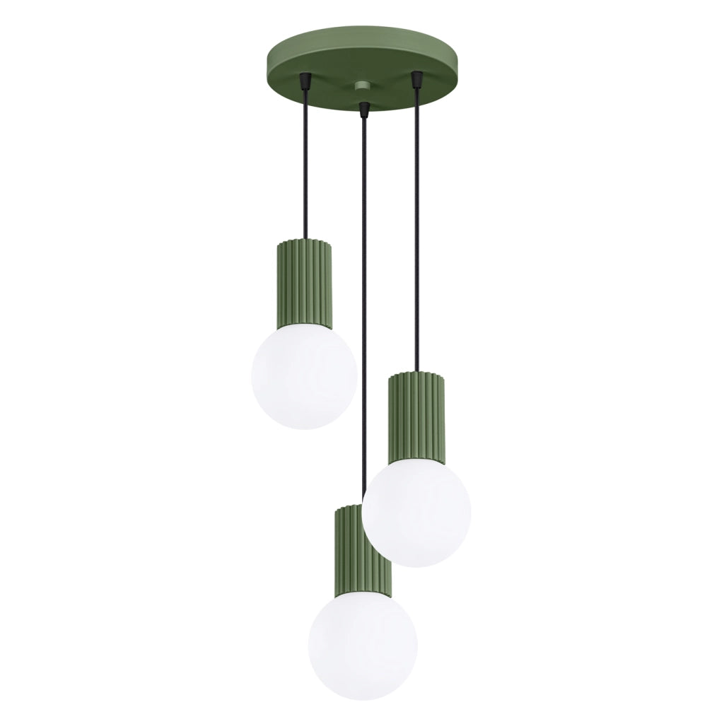 Lampada a sospensione HALO 3P verde oliva