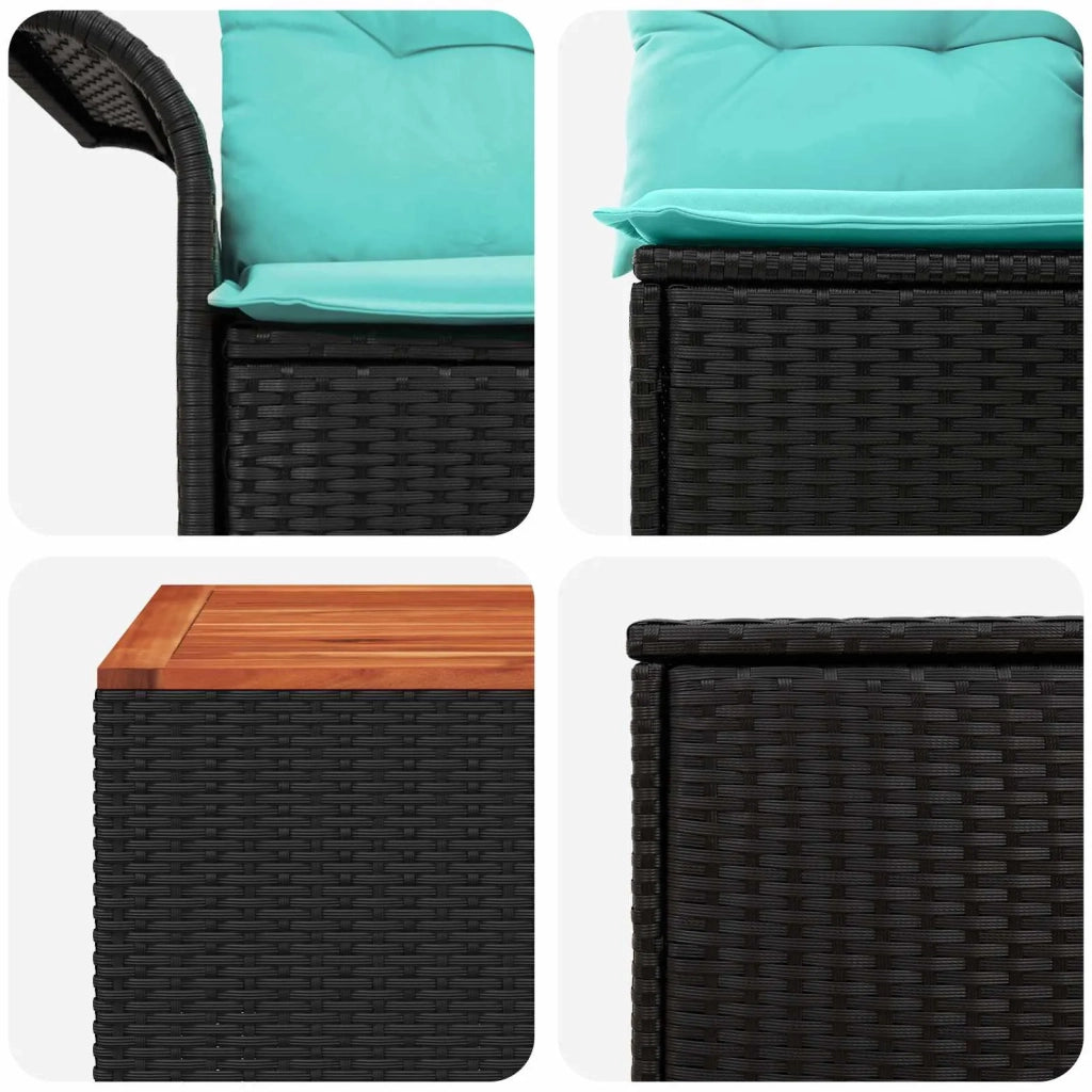 Set di divani 6 pz 4-Numero di posti Nero e Blu 3447075