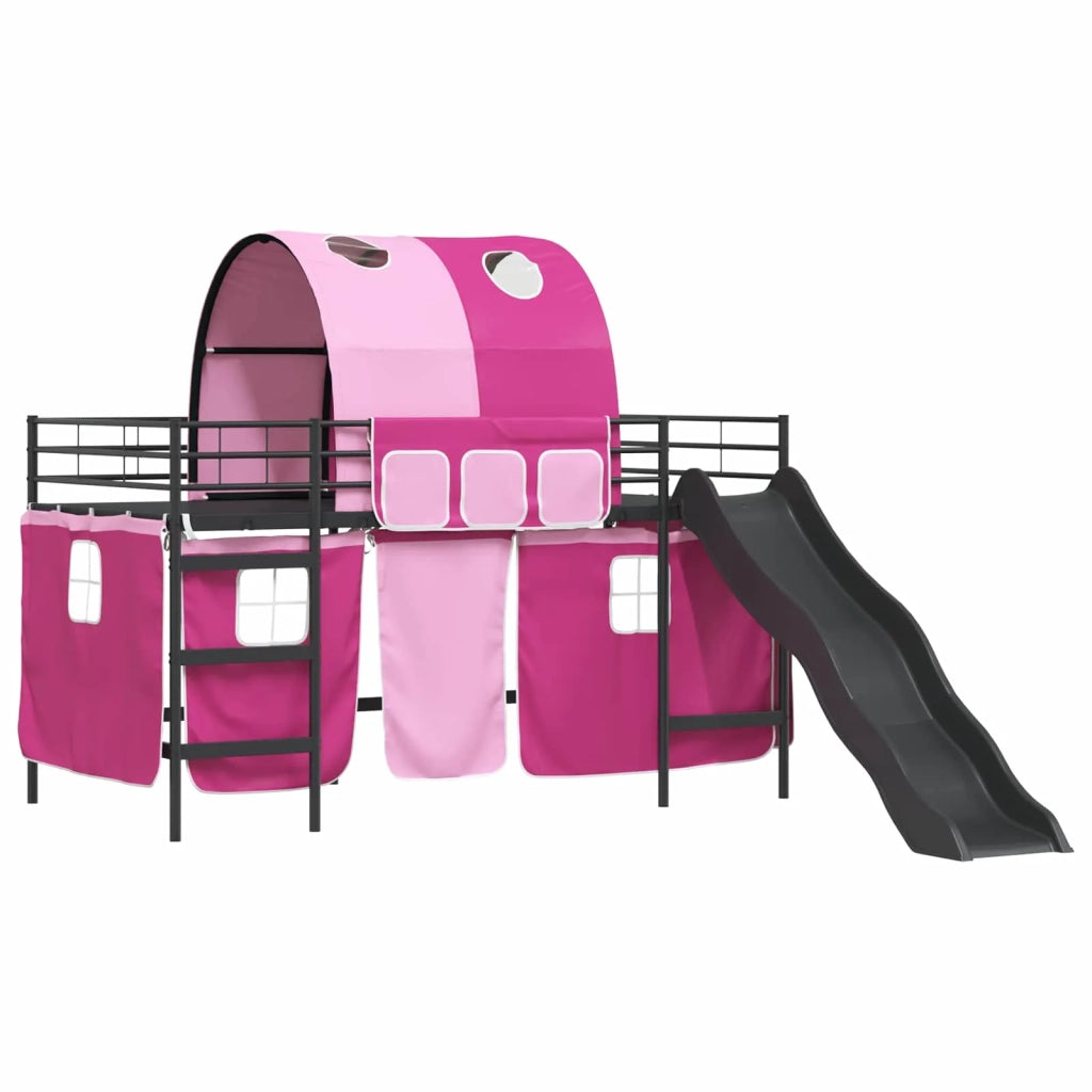 Struttura del letto loft per bambini Nero e rosa 100 x 200 cm 42020848