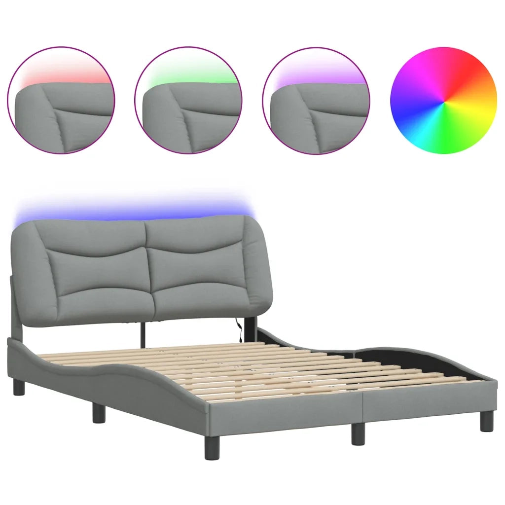 Giroletto con LED senza Materasso Hvar Grigio Chiaro 140x190 cm