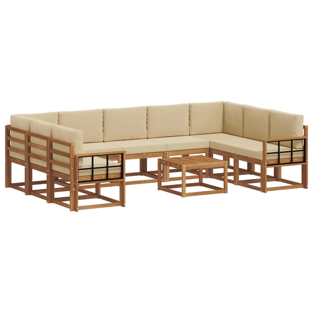 Set di divani da esterno con cuscino 10 pcs Naturale e Beige 3367031