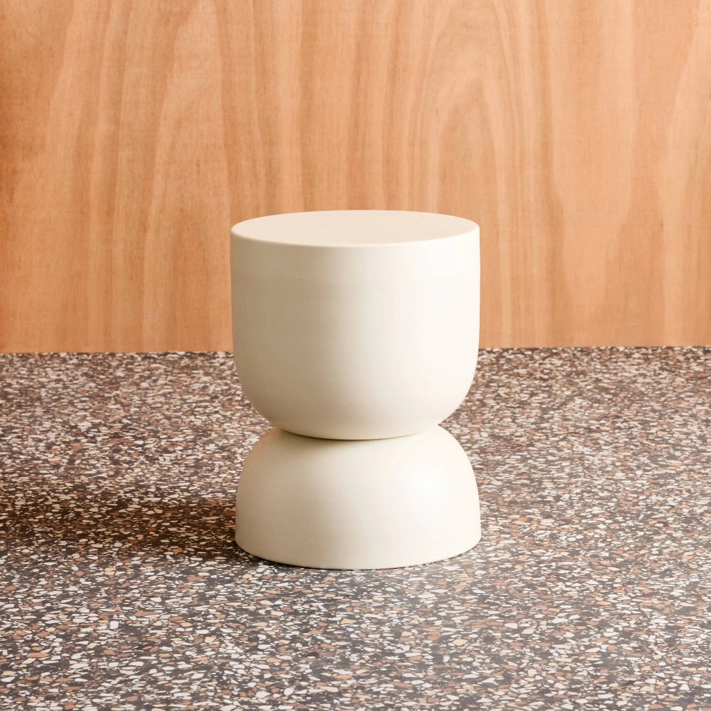 Tavolino, lato divano, comodino metallo, 42cm, crema
